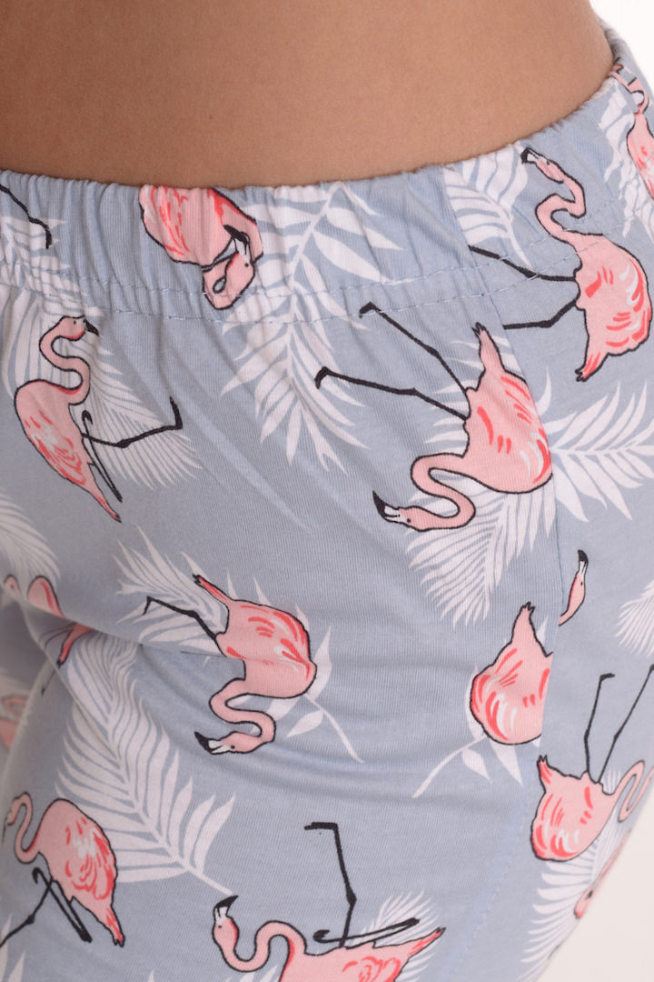 Фото товара 21343, серая пижама с фламинго