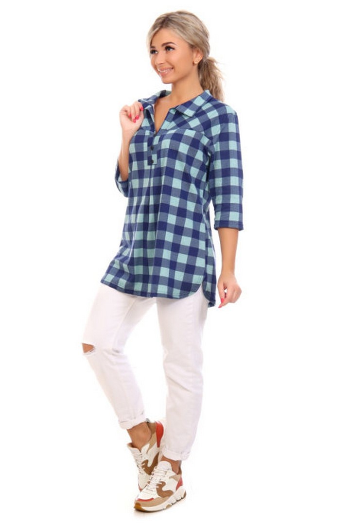 Фото товара 21792, клетчатая свободная туника